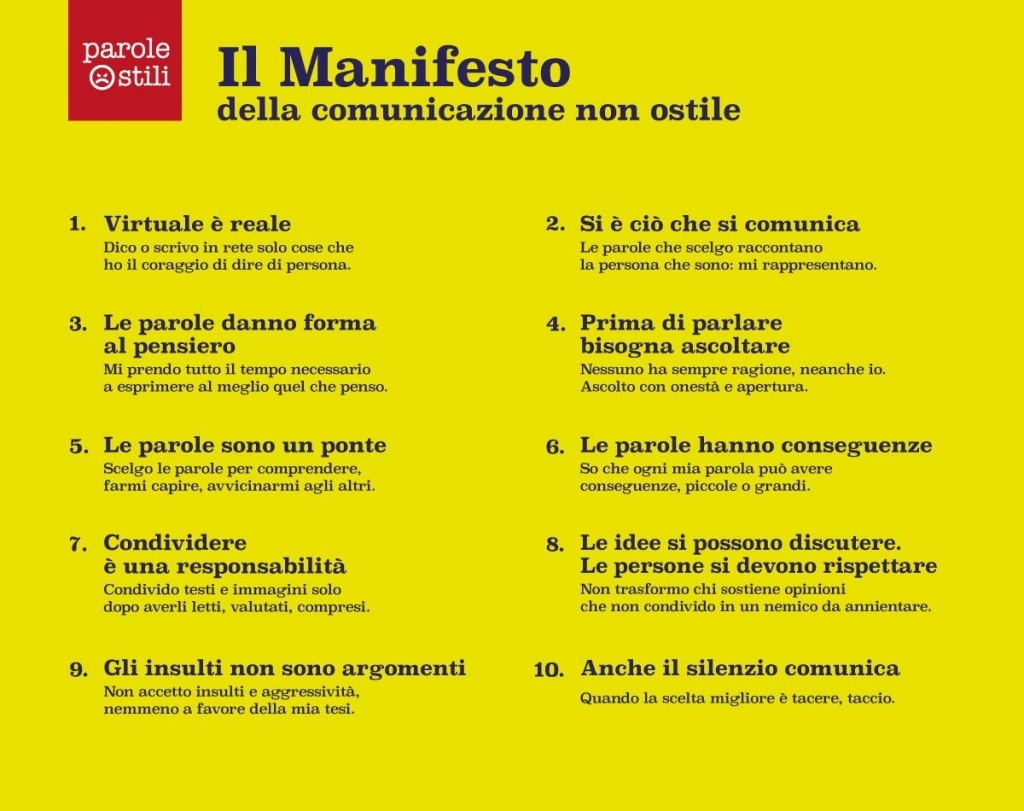 I dieci punti del Manifesto della comunicazione non ostile